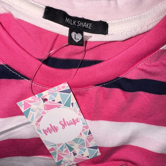 Pink, Black and White Striped T-Shirt - Picture 3 of 3